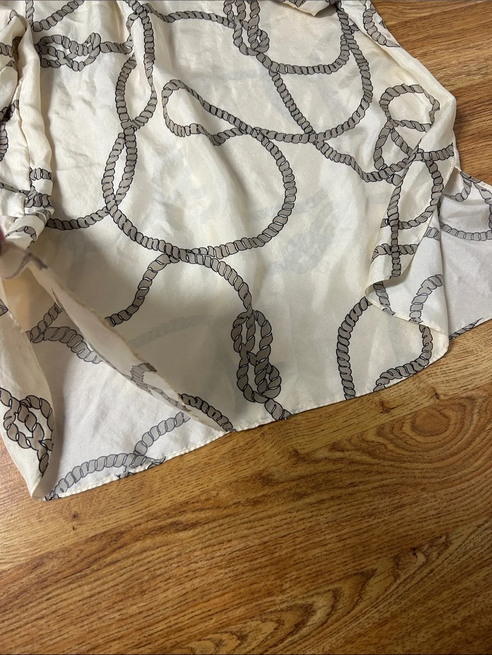 Lafayette 148 New York Cream Button-Down Shirt with Rope Print Size M - Picture 4 of 8